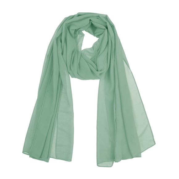 INSPIRE CHIC Women's Solid Chiffon Scarf Lightweight Soft Sheer Long Head Wrap Shawl Scarves Viridian Green 68.9x27.6 inches