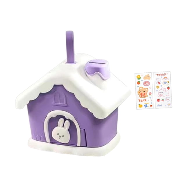 Alcancía de cabaña, caja para ahorrar dinero, linda e irrompible, decoración para el hogar, alcancía para casa violeta s