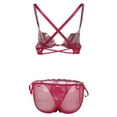 thumbnail image 3 of Conjunto de lencería para mujer con sujetador y braguita con aros Vino rojo, 3 of 9