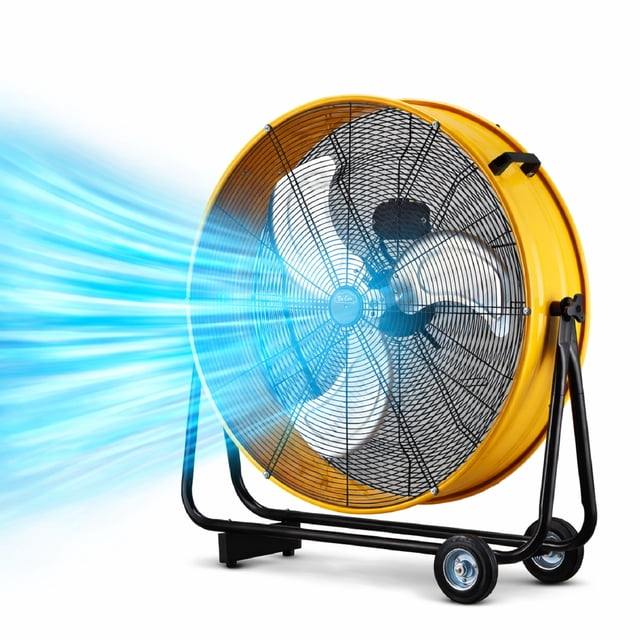 Ventilador Industrial de Tambor 24 Pulgadas Sky Care Amarillo con 3 Velocidades y Flujo de Aire Potente