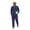 Navy, variant on GrmtClth Linen Blend 2 Piece Outfit Sets For Men Cuban Collar Long Sleeve Button Shirt Elastic Drawstring Waist Straight Trousers Cool Breathable Casual Beach Wear Set Black XL