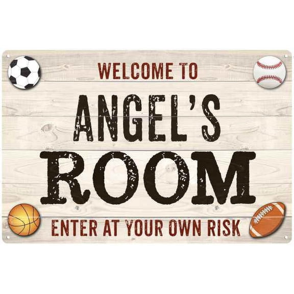 ANGEL'S Room Kids Bedroom Sign Boy's Gift 8x12 Metal 108120090033