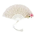 thumbnail image 6 of Xinwanna Handheld Fan Retro Royal Palace-Style Lace Flower Embroidery Fake Rose Decor Lightweight Home Decor Events Tea Party Photo Prop (Red Black), 6 of 13