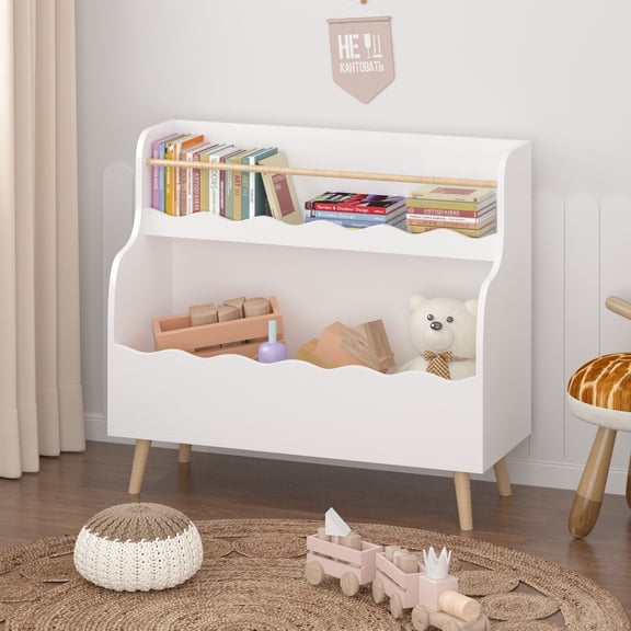 Kids Toy Storage Bookshelf & Organizer,Book Organizer,Toy Storage Cabinet Organizer for Bedroom,Living Room,White