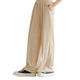 thumbnail image 4 of Generic Girls Solid Color Elastic Waistband Loose Wide Leg Pants Ice Silk Soft And Comfortable Spring Summer And Autumn Girls Wear Toddler Girls Flowy Wide Leg Pants High Waisted Palazzo Pants, 4 of 8