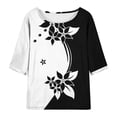 thumbnail image 4 of Mikilon Ensemble Élégant pour Femmes 2 Pcs Imprimé Manches 5/10 Col Rond + Pantalon Décontracté Ensemble Chic et Confortable Manches Courtes Col Rond Blanc m, 4 of 6