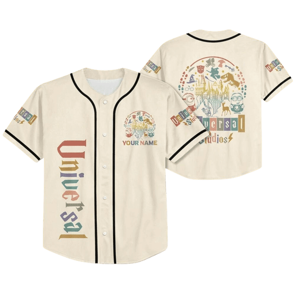 Personalize Universal Studio Vintage Characters, Custom Disney Baseball Jersey Team Disneyland Disney Jersey Gift for Kid Disney Outfit