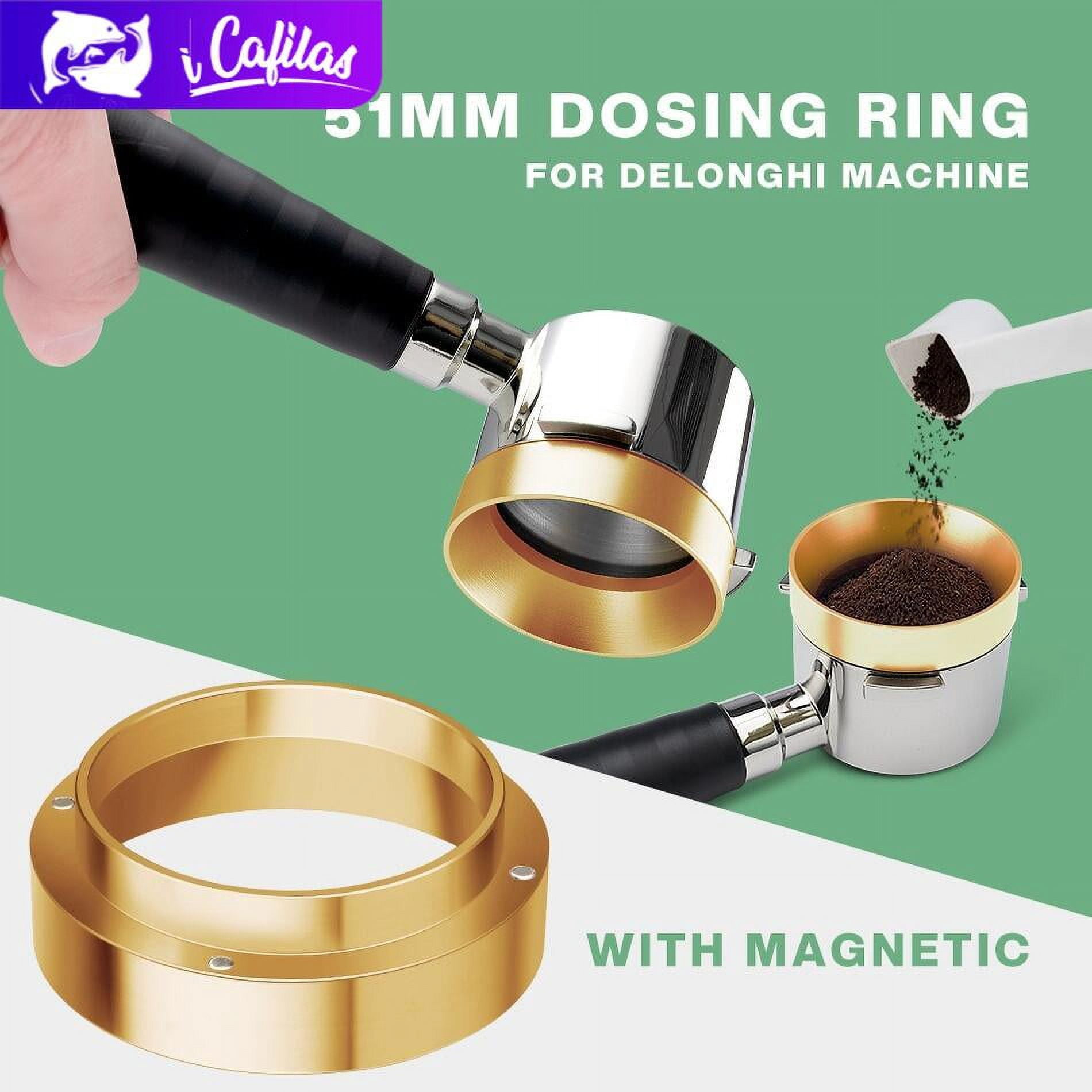 i Cafilas 51mm 3 Ear Bottomless Portafilter Bottomless Naked Portafilter Included Filter Basket Fits for Delonghi EC680,Delonghi EC685 Brevile Barista Expresso Machines