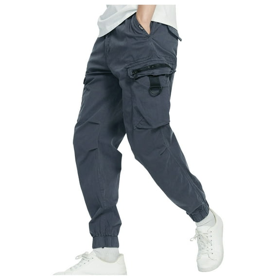 NIEWTR Mens Cargo Pants Relaxed Fit Casual Pants Drawstring Sweatpants with Pockets Fall Winter Pants (Grey,34)