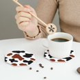 thumbnail image 6 of Balery 4 Pcs Brown Black Cowleather Coasters Set, Drink Table Cup Coasters For Living Room Kitchen Coffee Decor, 6 of 9