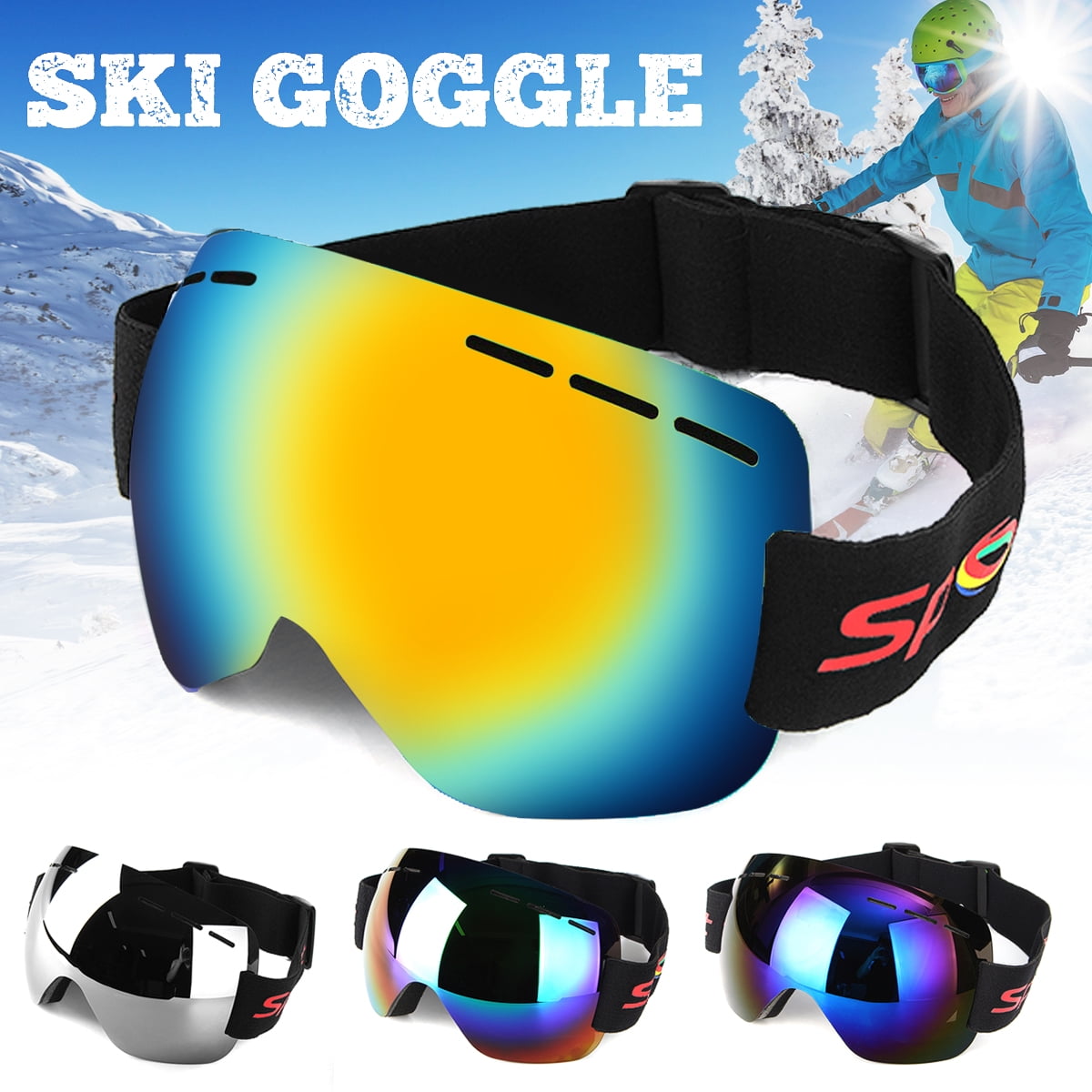 Frameless Ski Snowboard Goggles Anti-fog UV Protect Men Women Glasses Windproof Skiing Snowmobile by
