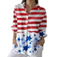 thumbnail image 2 of AKEGAMN Red Vintage Boho Floral Print 3/4 Sleeve Button Up Blouse, S-3XL, 2 of 5