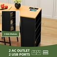 thumbnail image 4 of Uforic Extendable Kitchen Island with Power Outlets & 2 Stools, Kitchen Island Cart with Trash Storage Compartment, Black, 4 of 8