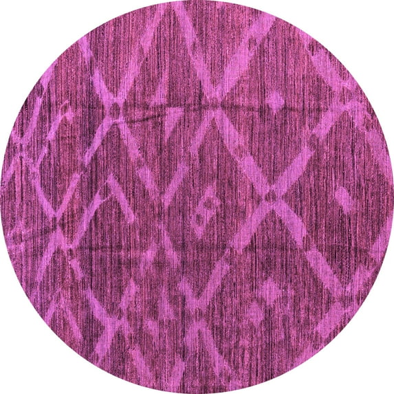 Ahgly Company Indoor Round Abstract Purple Modern Area Rugs, 6' Round