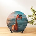 thumbnail image 6 of Picia Swimming Goggled Flamingo Pattern Bone China Decorative Plate – Wall Decor with Stand and Adhesive, Elegant Ornament for Living Room, Office, or Entryway-10in, 6 of 6
