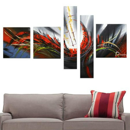 DESIGN ART 'Abstract Dark Colors' Hand Painted Canvas Art (5 piece ...