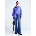 thumbnail image 3 of Free Assembly Women's and Women's Plus Button Front Cotton Shirt with Long Sleeves, Sizes XS-4X, 3 of 6