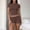 Brown, variant on SEMPAI Athletic Sets for Women Drawstring Elastic Waist Drawstring Shorts Short Sleeve Tops 2 Piece Bottoms Summer