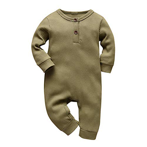 Eghunooy Baby Boy Girl Solid Color One Piece Romper Jumpsuit Outfits