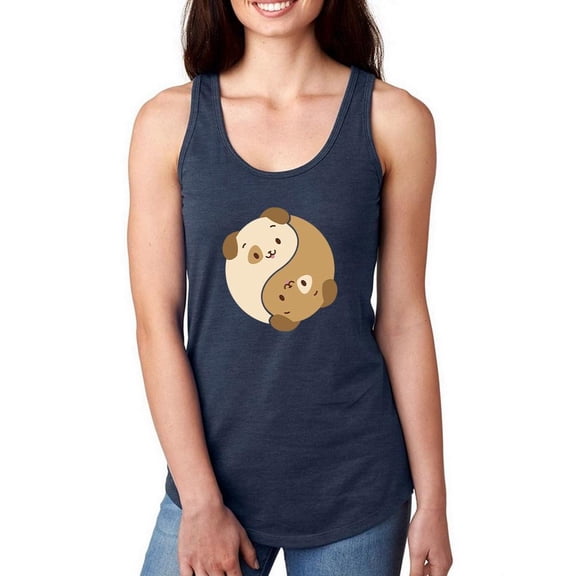 Twin Puppies Yin Yang Racerback Tank Women -Smartprints Designs, Female Medium