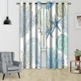 thumbnail image 4 of Blue Teal Coastal Window Curtains, Beach Nautical Starfish Coral Window Drapes Blackout Treatment Darkening Thermal Insulated Grommet for Living Room Bedroom Decor 2 Panels 52x84 Inches, 4 of 6