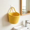 thumbnail image 6 of Hyknon Hanging Storage Basket, Cotton Rope Storage Box with Single Handle, Wall Mount Woven Organizer Bin, Solid Color Multi-Functional Small Hanging Caddy for Bathroom Kitchen Entryway Home Storage, 6 of 7