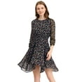 thumbnail image 1 of INSPIRE CHIC Robe Florale pour Femmes Manches 3/4 Froncées Ourlet Asymétrique Robes Smockées Bleu Marine TP, 1 of 6