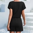 thumbnail image 2 of Aayomet Womens Jumpsuits Casual Women's Summer Lace Stitching V Neck Shorts,Black L, 2 of 5