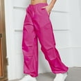 thumbnail image 6 of Lolmot Clearance! Parachute Pants for Women Pink Cargo Pants Casual Loose Drawstring Elastic Waist Multiple Pockets Baggy Y2K Pants, 6 of 7