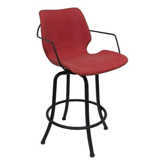 Swivel Metal Bar Stool 30" - Asheville - Red Vinyl - Black Frame