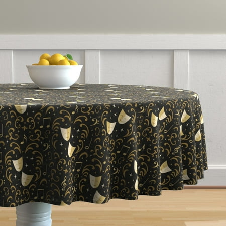 Round Tablecloth Tragedy And Comedy Theater Greek Drama Masks Cotton Sateen