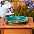 thumbnail image 3 of Evergreen 12" Bee Bath, Ceramic, Blue with Red Flower, 3 of 8