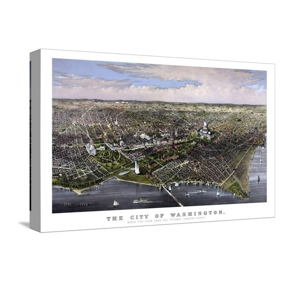 Art.com Vintage Print of Washington D.C Stretched Canvas Print Wall Art by Stocktrek Images, 18" x 12"