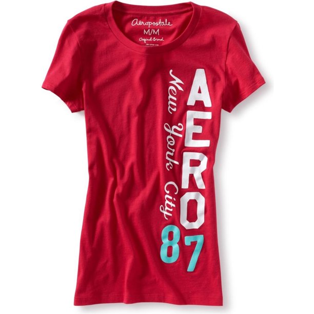 Aeropostale New York City Aero 87 - Camiseta gráfica para mujer, color rojo, pequeña Aeropostale Camiseta gráfica