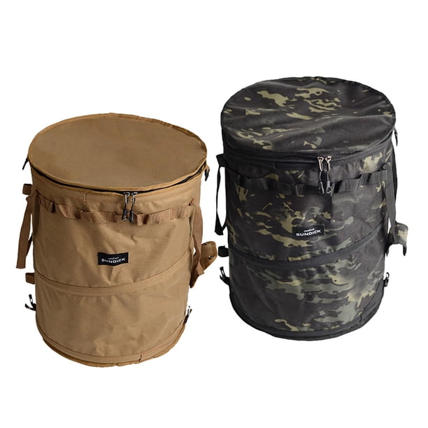 2 botes de basura plegables para camping, jardín, reciclaje Marrón2 Negro Verde