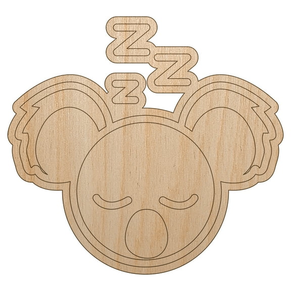 Sleepy Koala Head Wood Shape Unfinished Piece Cutout Craft DIY Projects - 6.25 Inch Size - 1/4 Inch Thick