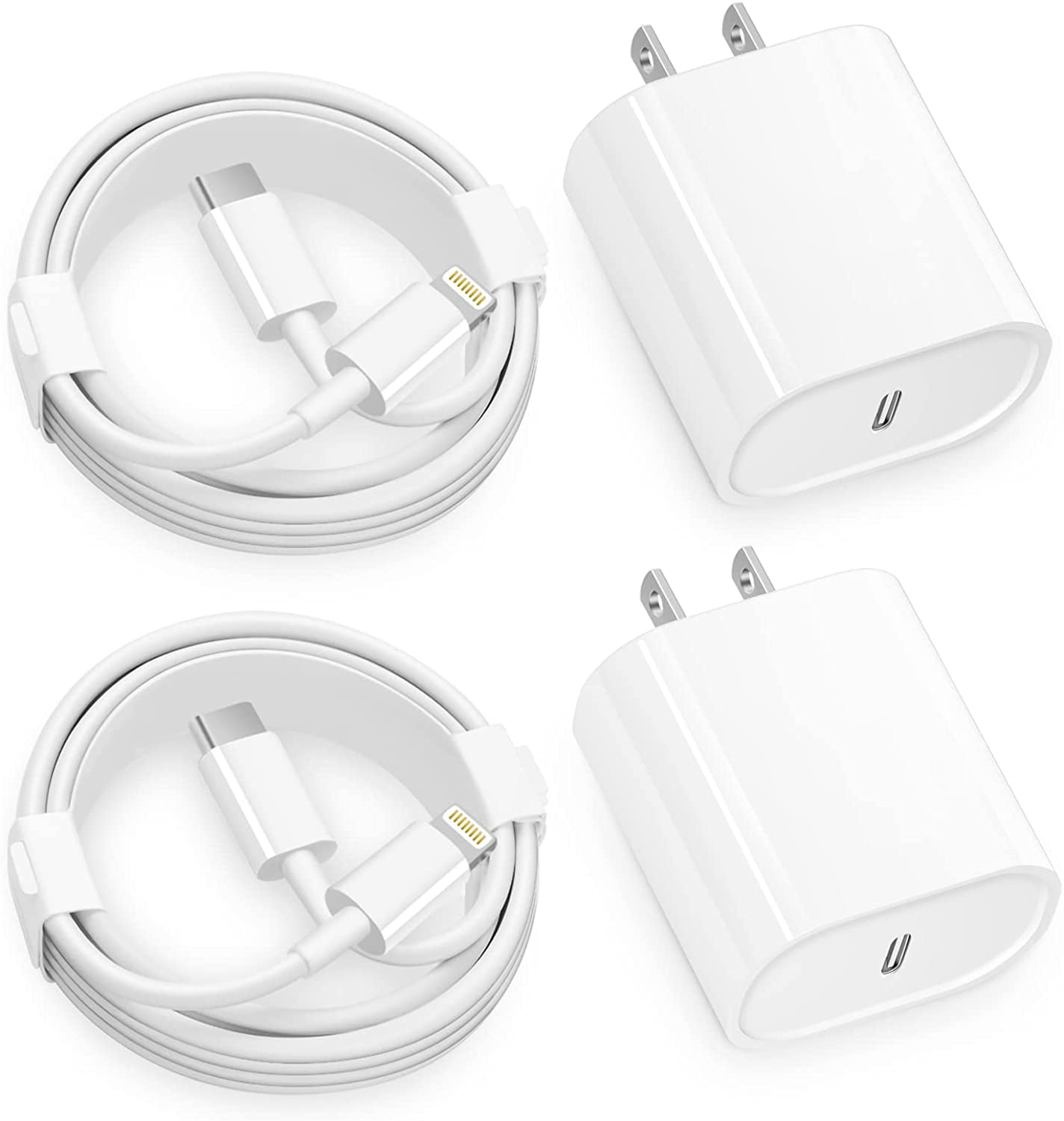 iPad, iPhone Fast Charger 2 Pack USB C Fast Charger 20W PD Fast Adapter Type C Power Wall Charger with Cable Compatible iPhone 12/12 Mini/12Pro/12 Pro Max/11/11 Pro Max/Xs Max/XR/X 