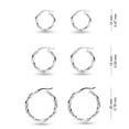 thumbnail image 5 of LeCalla 925 Sterling Silver Light-Weight Twisted Click-Top Hoop Earrings for Female and Teen Set of 3 Pairs (15mm, 20mm, 25mm), 5 of 10