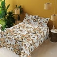 thumbnail image 2 of Ambesonne Botanical Fitted & Flat Sheet with Shams 4 Pcs Set, Summer Vintage Aster Art, Full, Cinnamon and Pale Khaki, 2 of 5