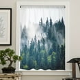 thumbnail image 4 of Green Forest Semi Sheer Curtains Drapes for Living Room, Bedroom, French Doors Window 84 Inches Long, Natural Landscape Modern Abstract Art Rod Pocket Chiffon Curtain Drapery Voile Draperies Panel, 4 of 6