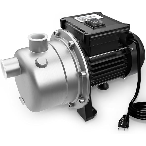 LANCHEZ 1/2 HP Shallow Well Pump, 1200 GPH Stainless Steel Garden Jet Pump, 115V Water Transfer Draining Irrigation Pump for Home Garden Lawn Farm