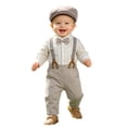 thumbnail image 2 of Trikvn Toddler Boys Clothes Long Sleeve Striped Button Down Shirt with Bowtie and Suspender Trousers Set Infant Gentleman Suit for Christening Birthday Party Formal Wear, 2 of 9