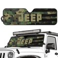 thumbnail image 2 of Jeiento Camouflage Flag Windshield Sunshade for 2007-2023 Wrangler Rubicon Sahara TJ JK JKU 2 & 4 Door Car Sun Shade Sun Visor Protector Blocks UV Rays and Keep Vehicle Cool, 2 of 6