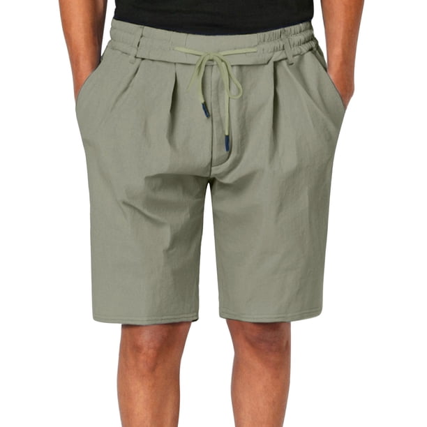 WILLBEST Pantalones Cortos para Hombre de Lino de Verano Transpirables de Cinco Pantalones Cortos para Hombre