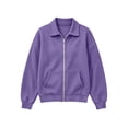 thumbnail image 4 of PRINxy Women's Soft Waffle Knit Long Sleeve Notch Lapel Full Zip Jacket Coat with Large Pockets for Fall Winter Casual Purple M, 4 of 6