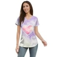 thumbnail image 3 of Womens Heart Printed Animals Nurse Uniforms Scrub Tops for Women, Short Sleeve V Neck Scrub Shirt with Pockets Light Purple M, 3 of 4