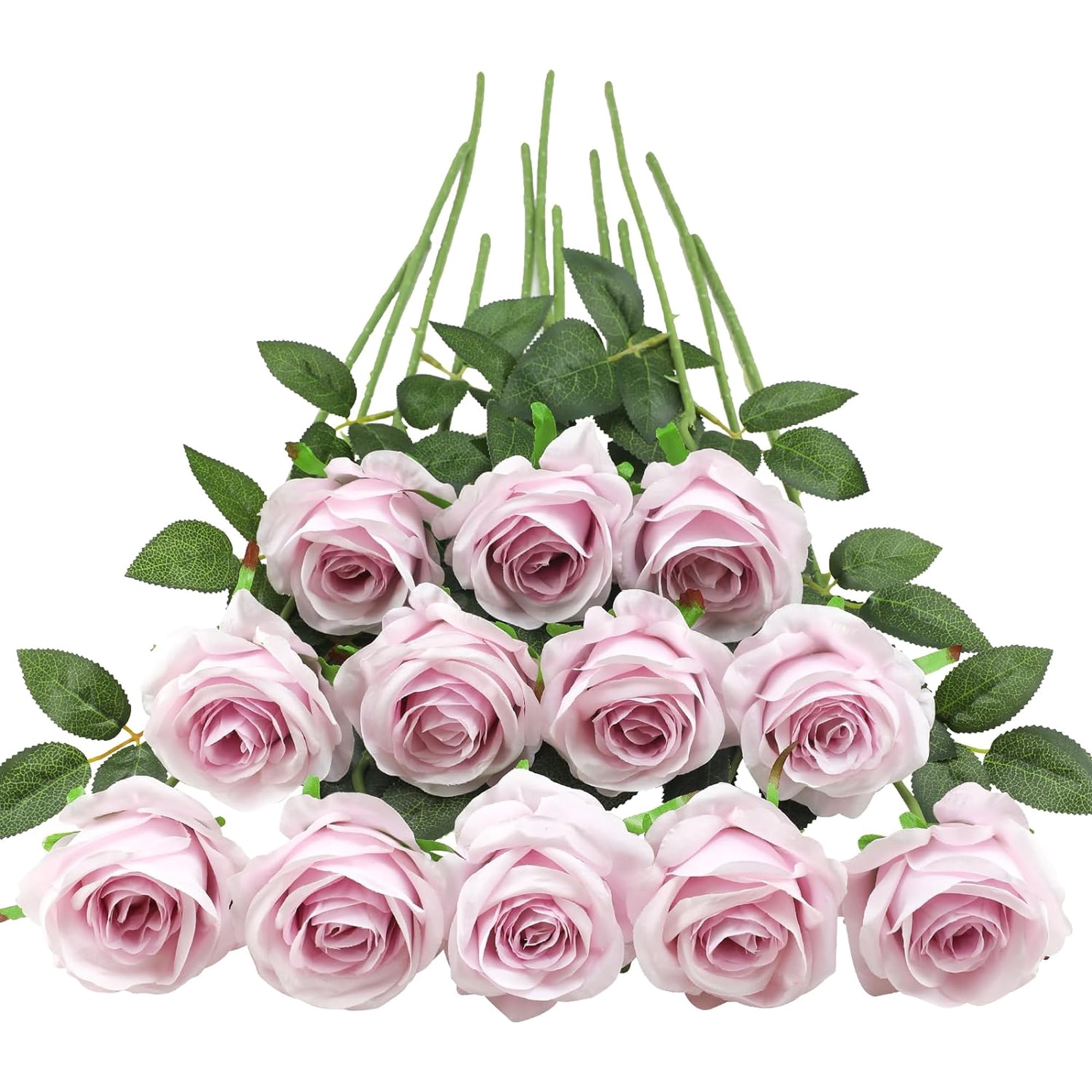 Burgundy Roses Artificial Flower 12Pcs Realistic Long Single Stem Fake Silk Red Roses Bouquet for Party Home Wedding Centerpiece Hotel Office Halloween Decor
