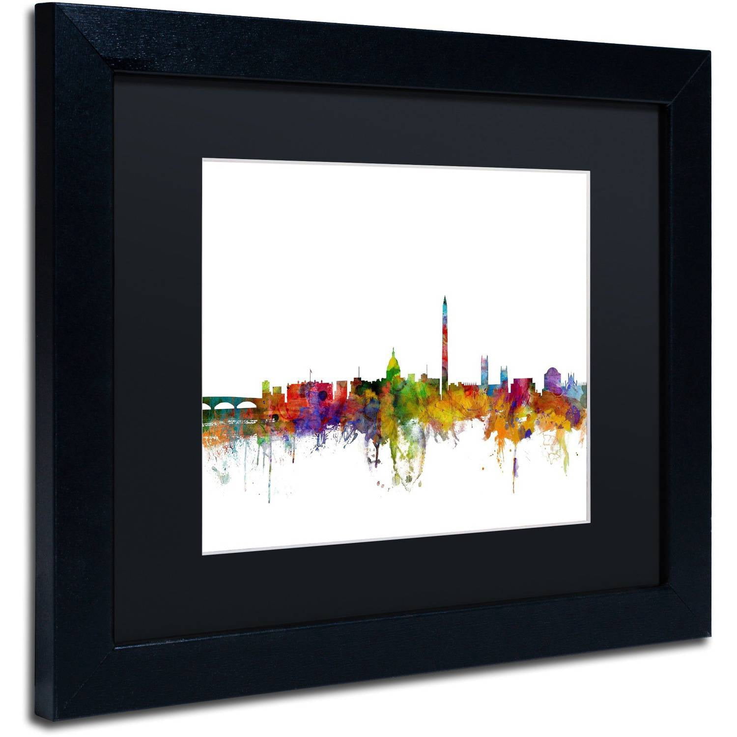 Trademark Fine Art 'Washington DC Skyline II' Canvas Art by Michael Tompsett, Black Matte, Black Frame
