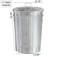 thumbnail image 5 of Gardenised Round Galvanized Steel 17 Gallon Trash Can with Lid and handles Durable Metal Storage Bucket for Backyard Lawn Garden and Yard Use Weather-Resistant Garbage Can for Indoor and Outdoor, 5 of 6