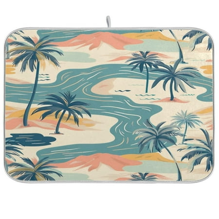 

Kitchen Drying Mat 16x18In Drying Dish Mat Dish Drying Mats Kitchen Countertop Multi-Function Drain Drying Mat Kitchen Table River Coconut Tree